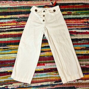 Zara Kids White Linen Blend Pant Girls Sz 10